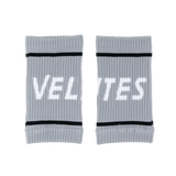 Pair of grey Velites fabric wristbands for CrossFit grips
