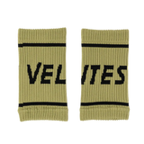 Pair of olive Velites fabric wristbands for CrossFit grips