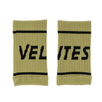 Pair of olive Velites fabric wristbands for CrossFit grips