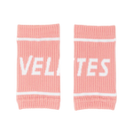 Pair of pink Velites fabric wristbands for CrossFit grips